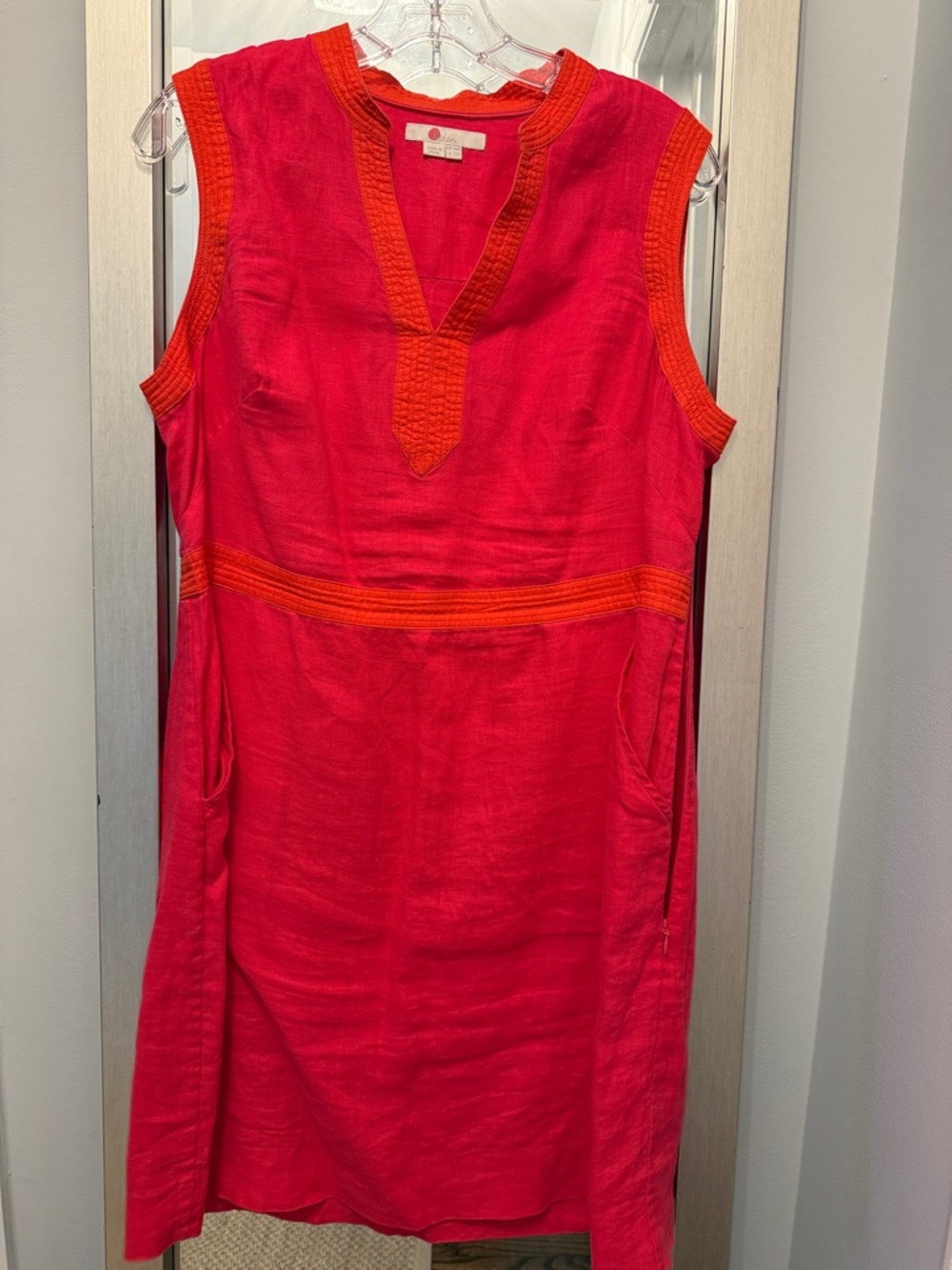 Boden Pink Mini Dress with Orange Trim